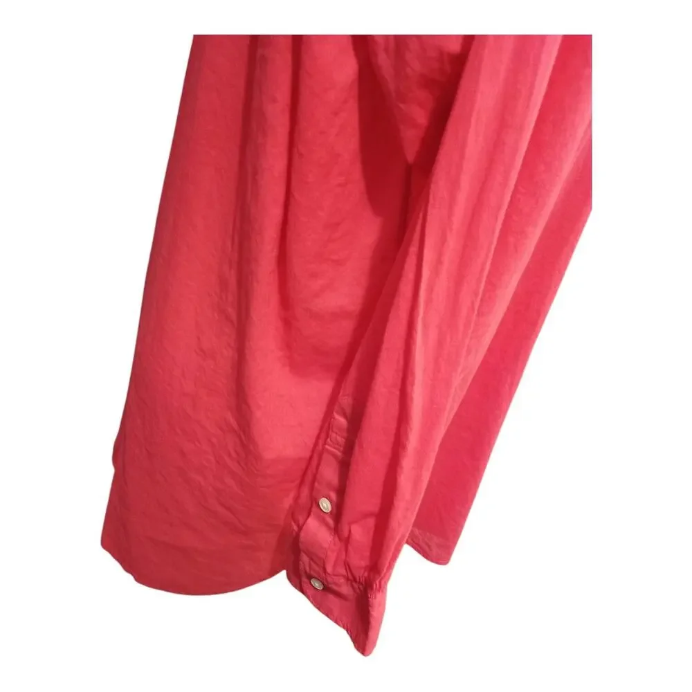 J. Crew Womens Pink Voile Beach Swim Shirt‎ Long Light Weight Button Up Size M